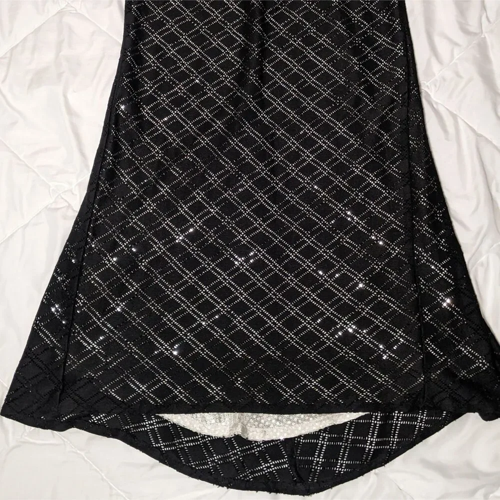 Vtg 98 Jessica McClintock Blk Metallic Mermaid Gown Sz 6 | Y2K Prom Formal Glam - Picture 13 of 16